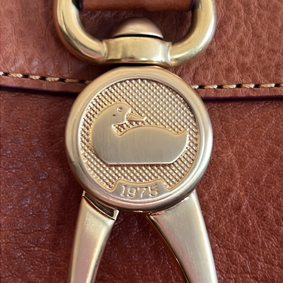 Dooney & Bourke Brown Leather Tote with Gold Clasp - Picture 6 of 13